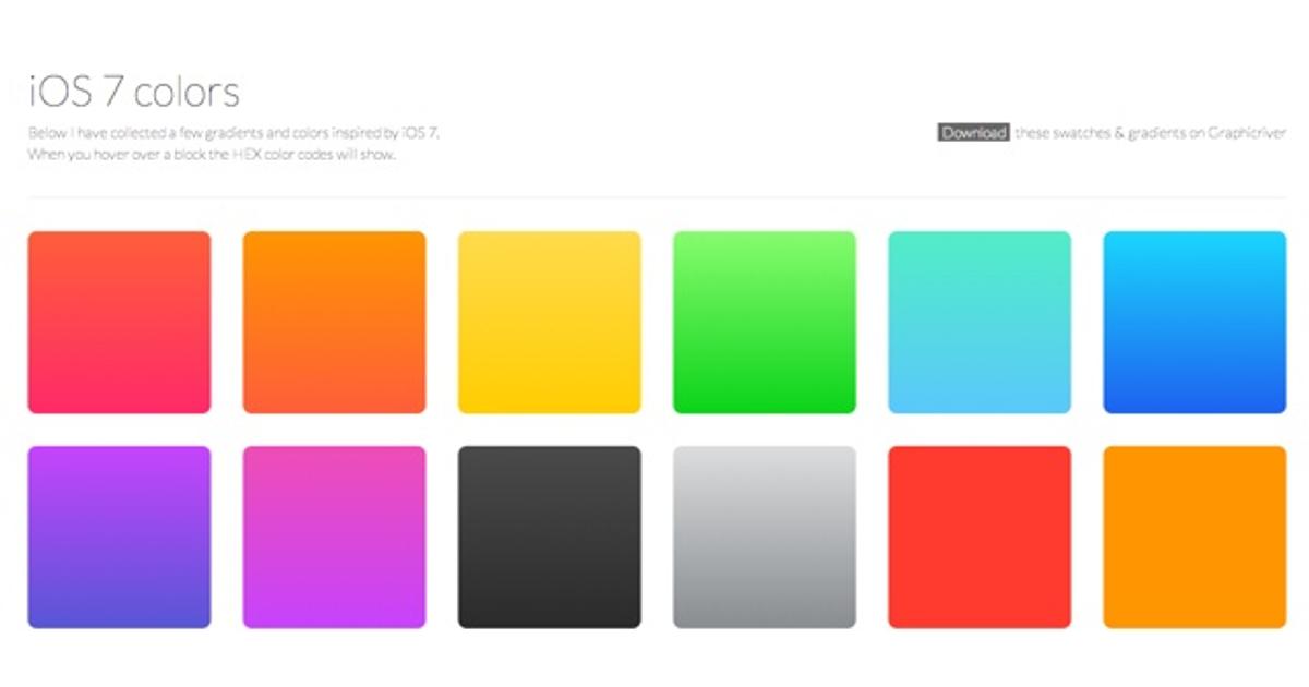 iOS7で使用されている色のカラーコードがまとまったサイト「iOS 7 colors」 | ライフハッカー・ジャパン