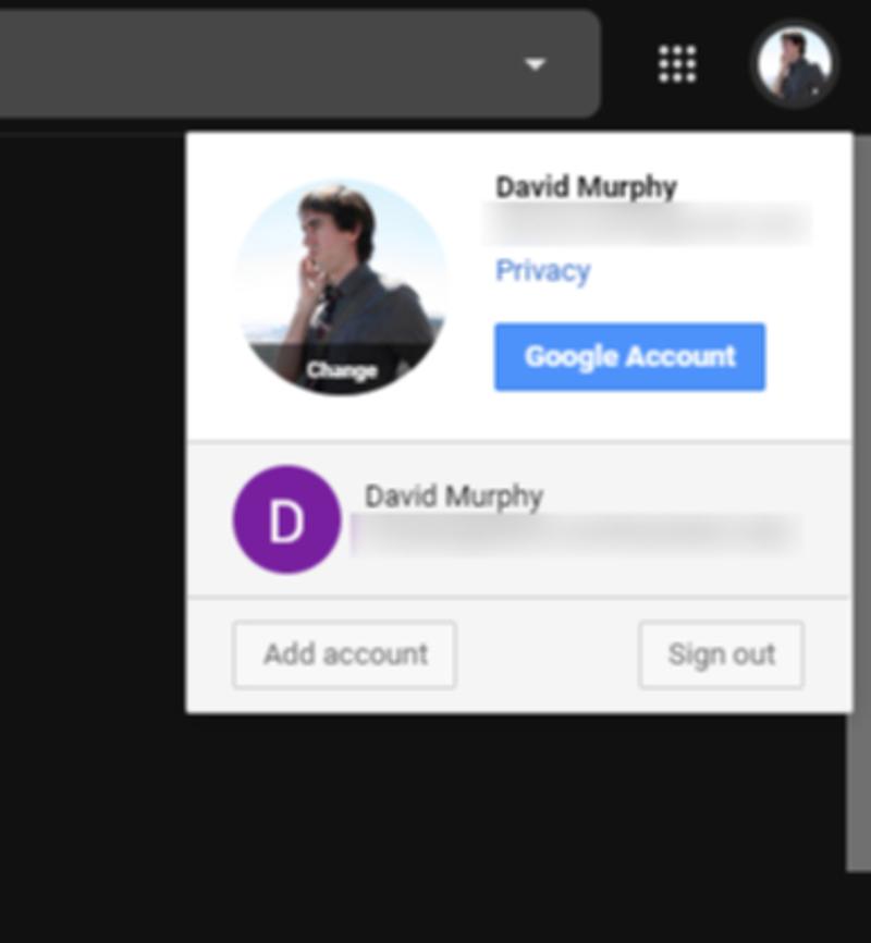 2つのGoogleアカウントの画面