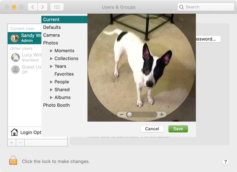 プロフィール画像をMacのカメラで撮影している画面
