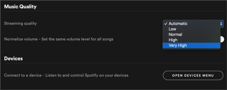 Spotify-settings-showing-very-high-music-quality-option