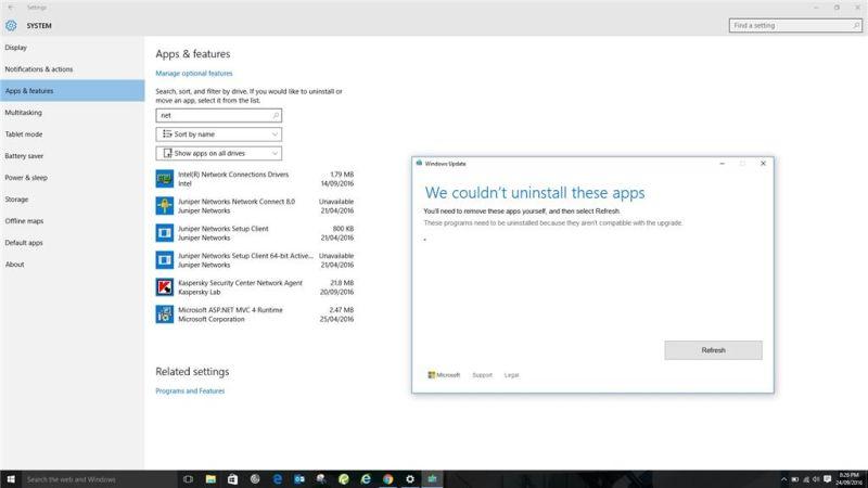 Windowsのアプリと機能の画面