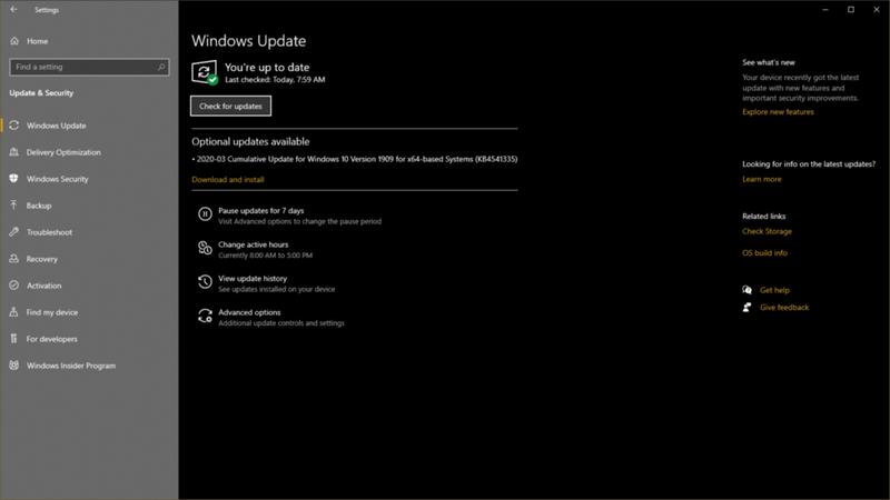 WIndows Updateの画面