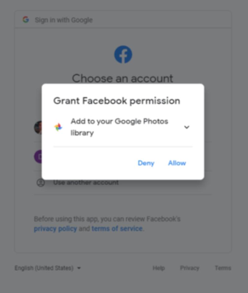 Facebookにアクセス許可をする確認画面