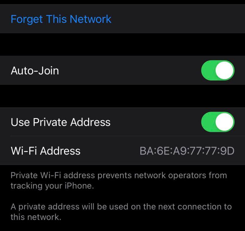 WiFiのネットワークの画面