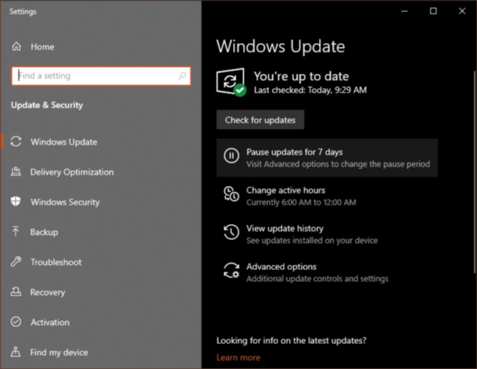 WindowsUpdateの画面