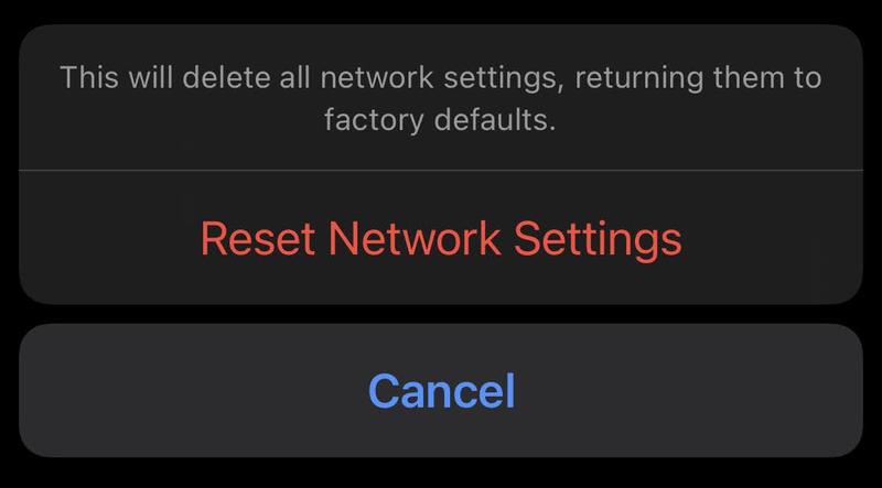 iPhoneのネットワーク設定をリセット