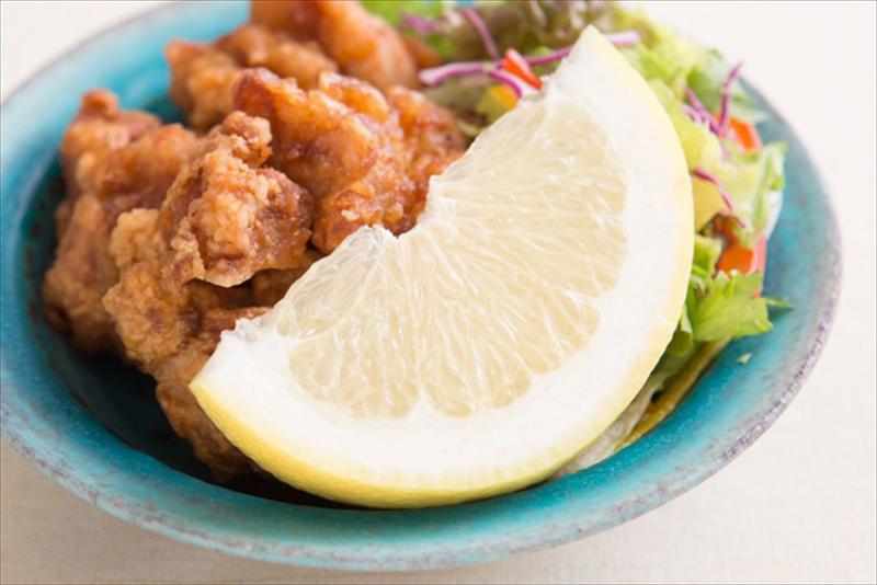 から揚げとホワイトグレープフルーツ