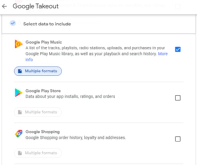 Google Takeoutの画面