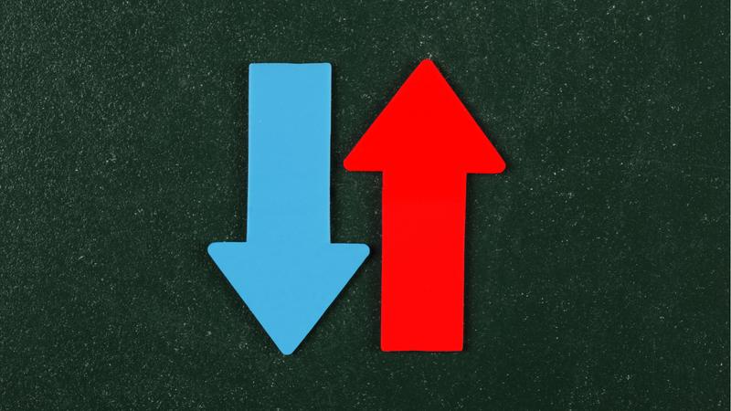 道に印された2つの矢印