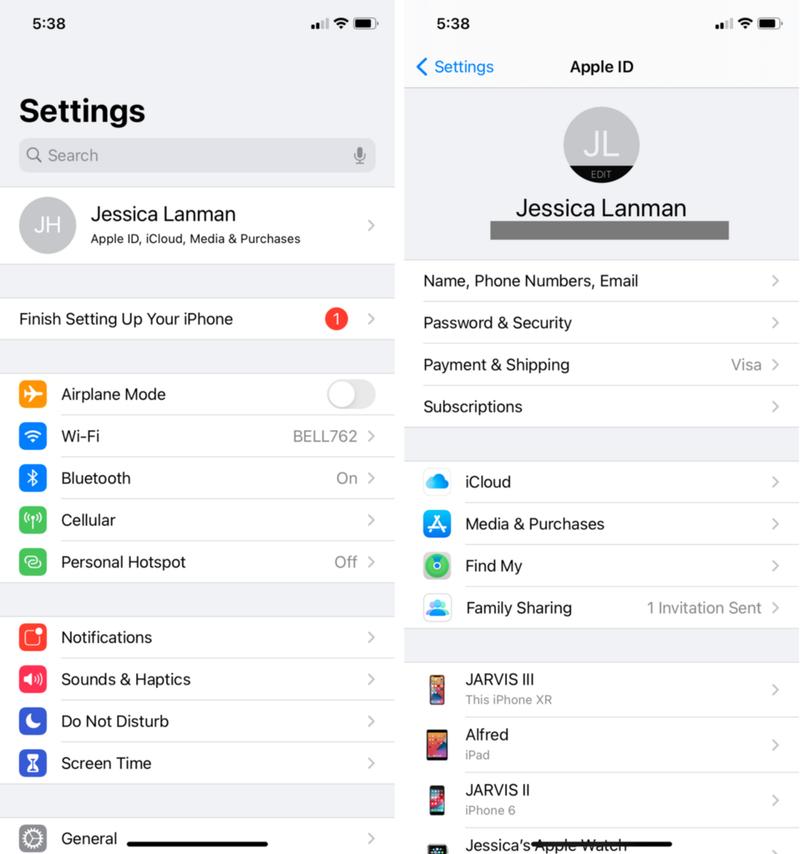 iPhoneの設定画面