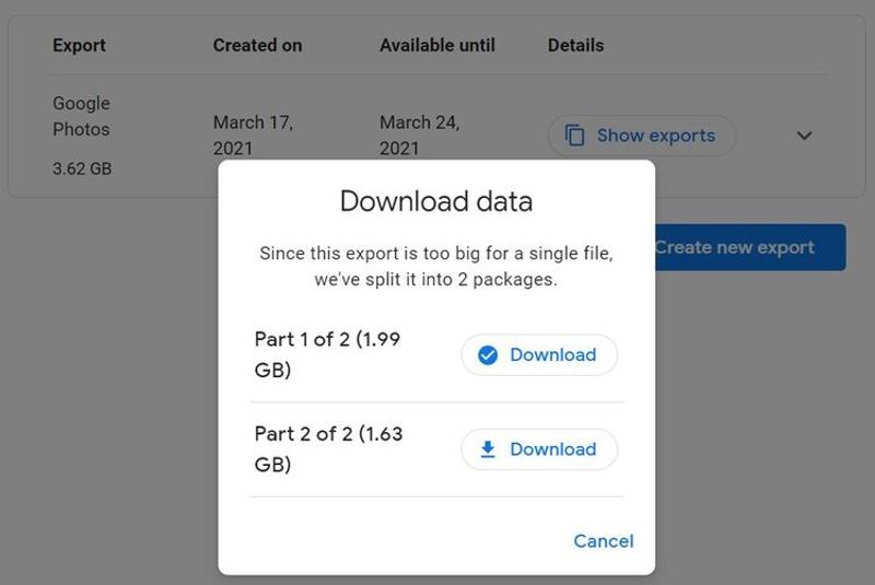 ダウンロードデータの画面