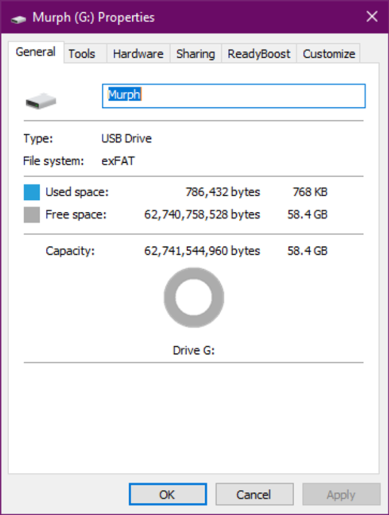 exFATでの再フォーマットの結果