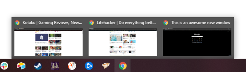 Chromeアイコンにカーソルをのせた時の画面