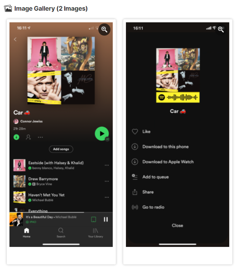 Spotifyプレイリストのスクリーンショット