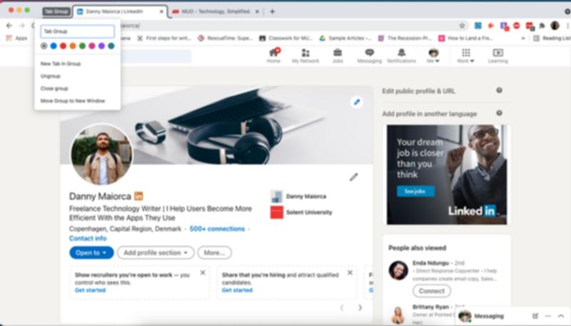 Chromeでグループ化しているところ