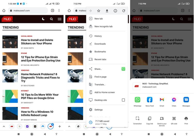 スマホのChromeの共有画面
