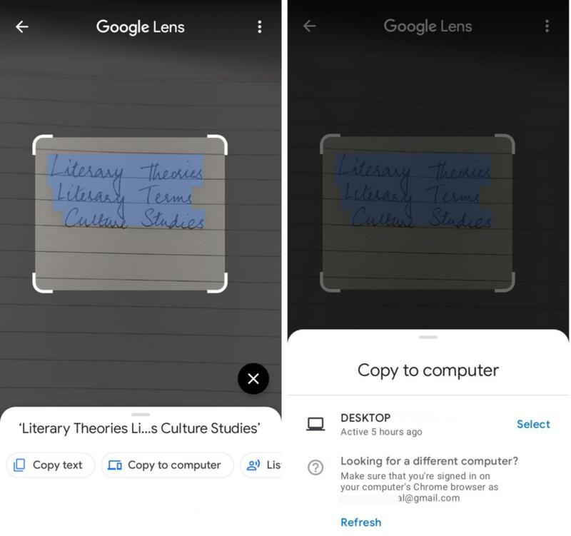 Googleレンズでスキャンしているところ