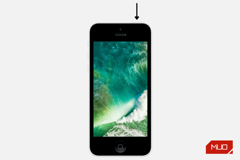 電源ボタンが上にあるiPhoneを再起動する