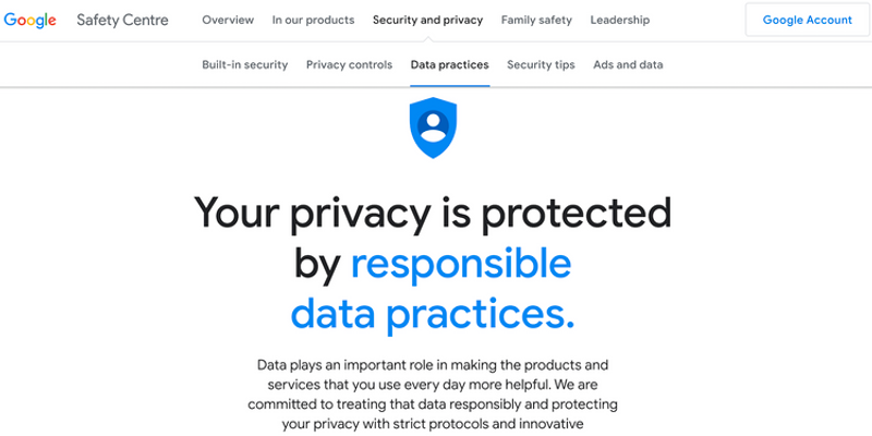 Googleのプライバシーポリシー画面