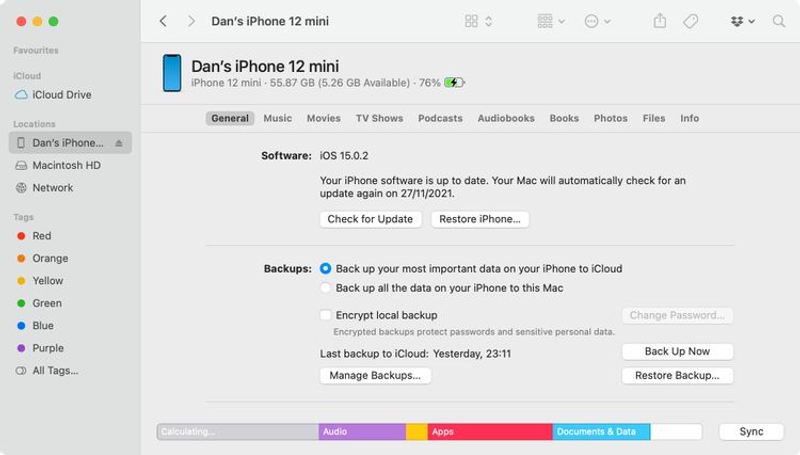 iTunesを使わずにMacでiPhoneを復元する