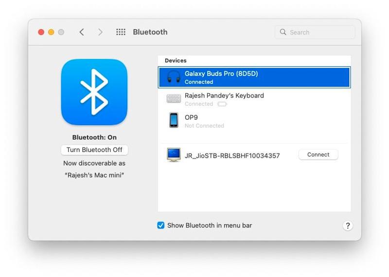 システム環境設定のBluetooth