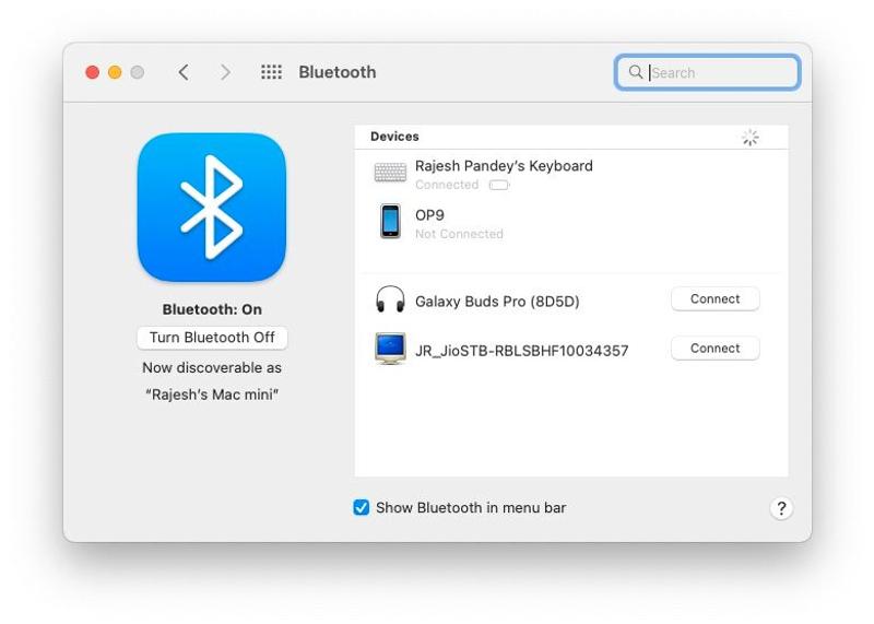 システム環境設定のBluetooth