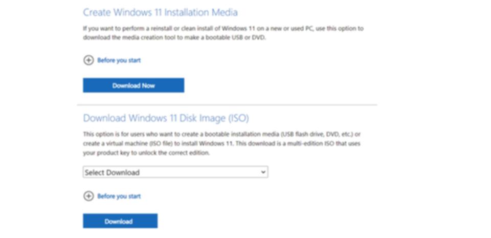 Windows11ダウンロードページ