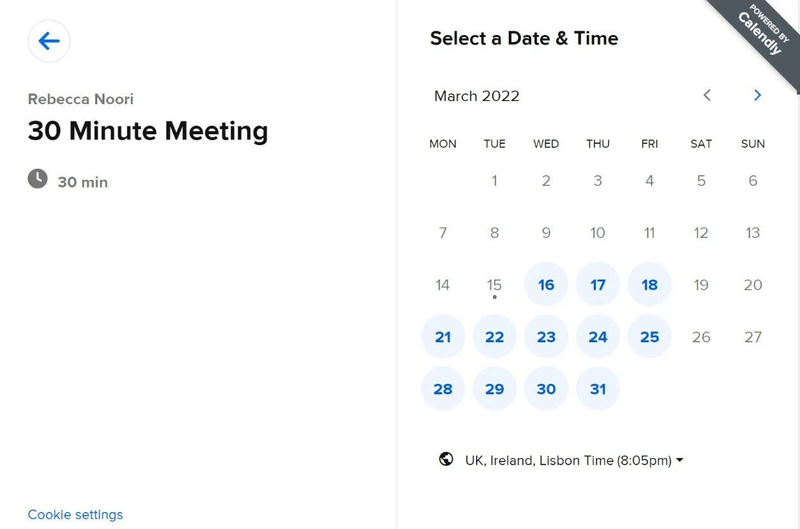 Calendlyの画面