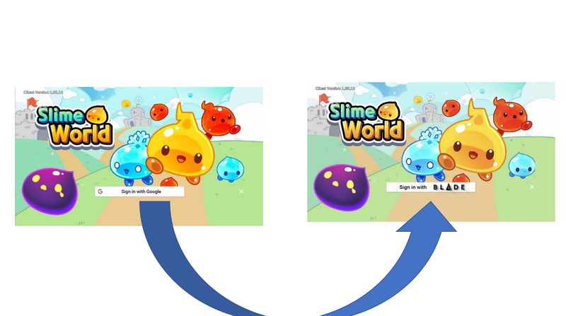 従来のゲームに「BLADEボタン」が埋め込まれると、そこで得たポイントでNFTや仮想通貨を稼げるようになる