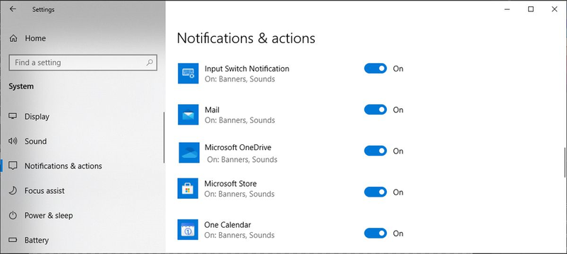 Windowsの設定から通知をオフにする