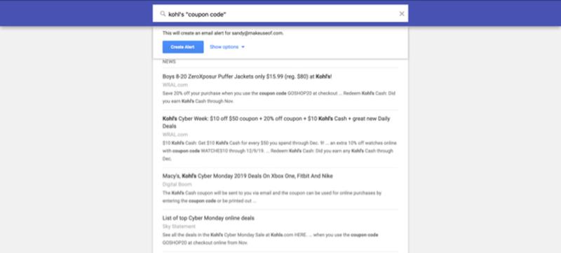 Screenshot: Google アラート