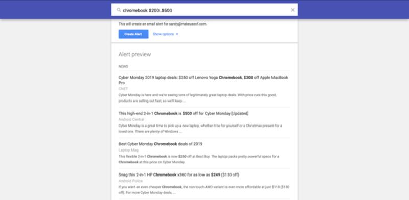Screenshot: Google アラート
