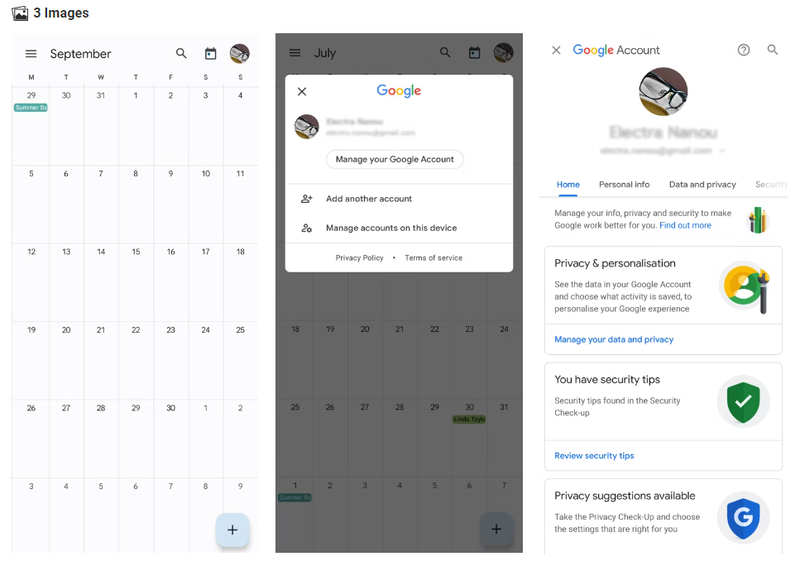 Googleアカウントの管理と、別のアカウントの追加