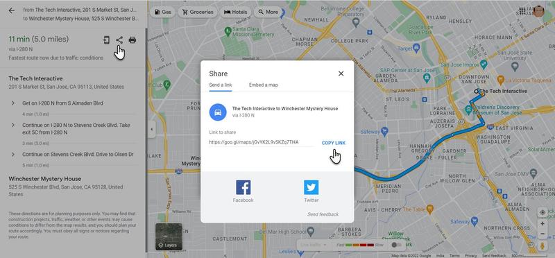 Google マップの共有画面