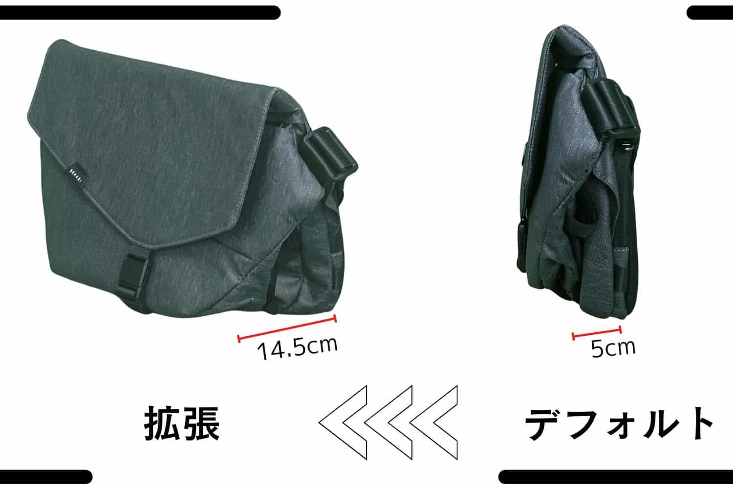 ミニマルに使える拡張式スリングバッグ！ 一眼レフやPCも収まる