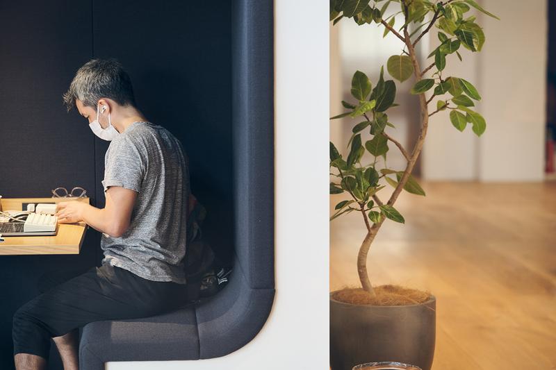 こもり感が集中できると人気の個室やブース席は各階、様々なところに。
