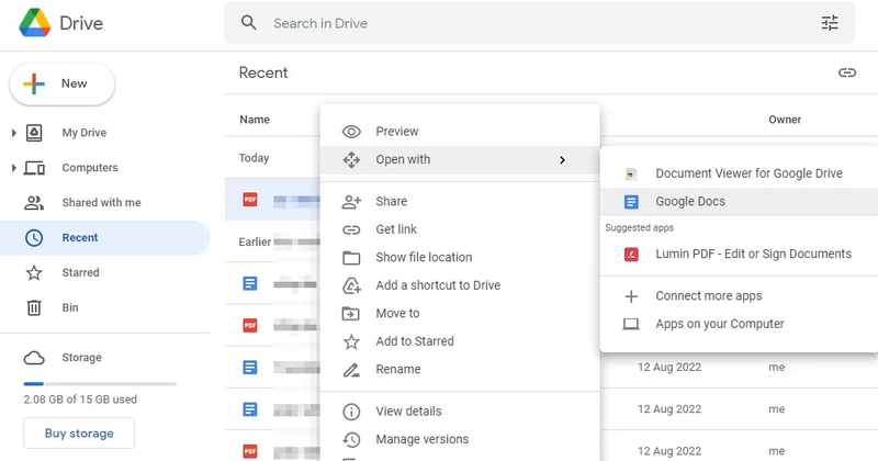 GoogleドキュメントでPDFファイルをテキストに変換