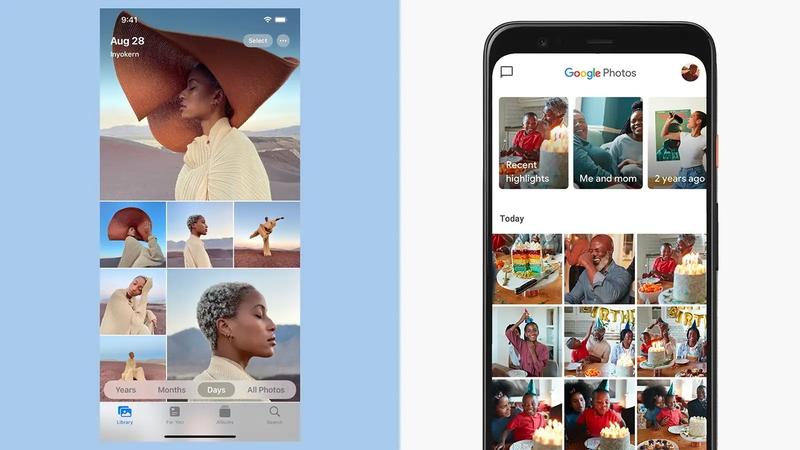 左)Apple 写真、右)Googleフォト