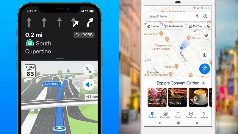 左)Apple マップ、右)Google マップ