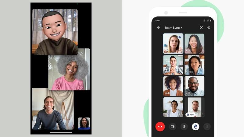 左)FaceTime、右)Google Meet