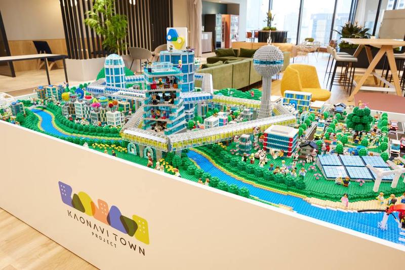 カオナビタウンを可視化するために制作したジオラマ版カオナビタウン。レゴ®認定プロビルダー 三井淳平氏が手掛けた。