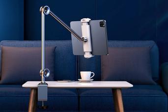 華奢に見えてしっかりホールド。デスクを広く使えるアルミ製スマホ&タブレットアーム「TREE」