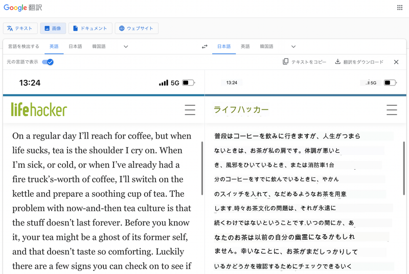 Screenshot: Google翻訳(翻訳元: Lifehacker US)