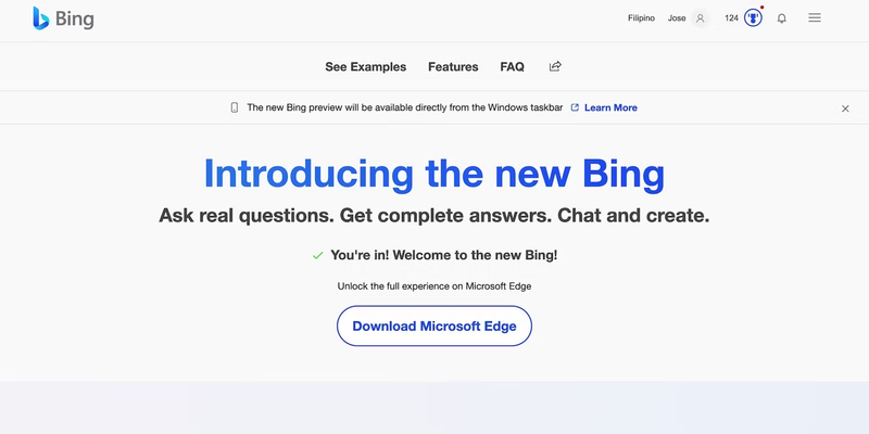 Bing AI紹介画面