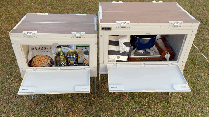 未使用品　HOADEYI 4WAY コンテナ　ボックス30L 50L セット キャンプやBBQ用アイテムの収納と運搬がラクなる!? 1台4役のマルチ機能