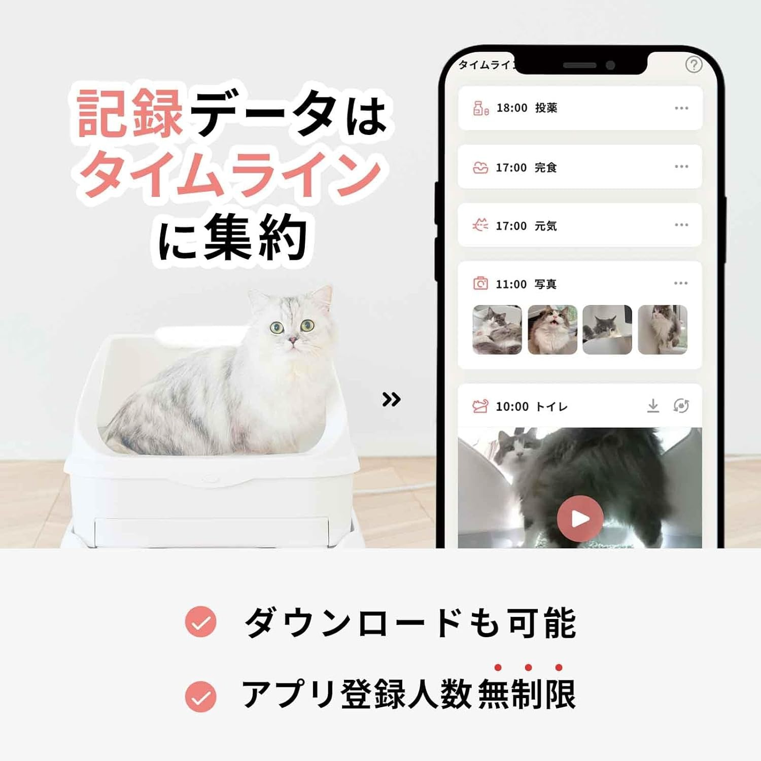 Pandaloli トイレ 猫 自動 大型：スマホ管理 センサー付き 肌寒 ホワイト