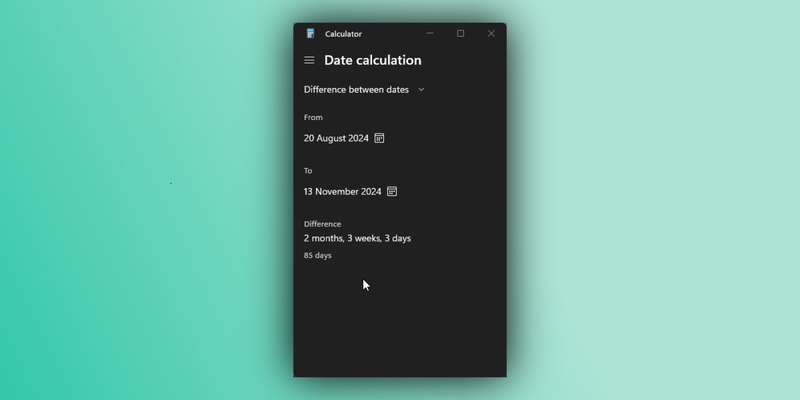 Calculate the number of days between two dates