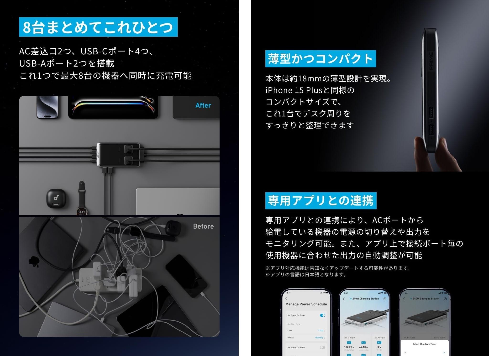 8台同時充電できて合計240W出力！ 充電の効率化が止まらない「Anker 