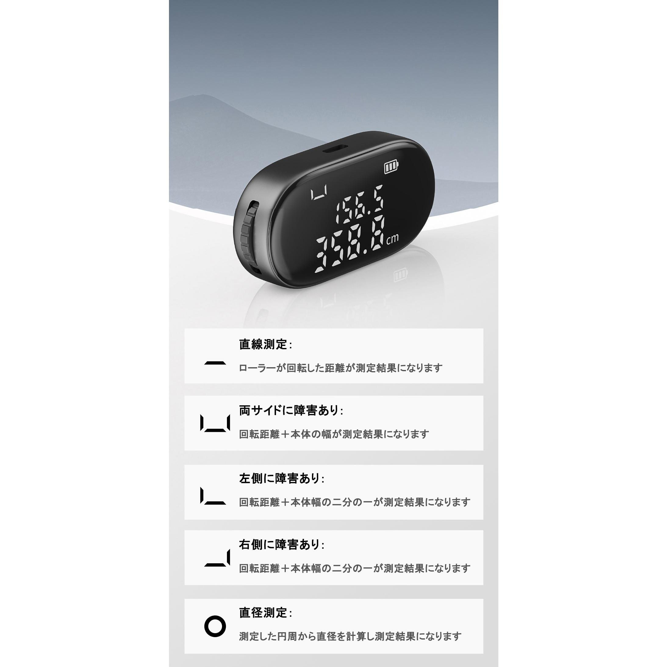 曲がったものも長いものも全部おまかせ。転がすだけで長さを測れる