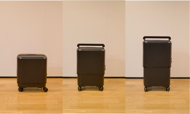 3段階でサイズアップ！ 拡張するスーツケースのおかげで、旅先でお土産